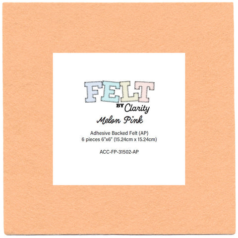 Felt by Clarity - Melon Pink 6" x 6" Adhesive Backed Felt x6 (WP31)