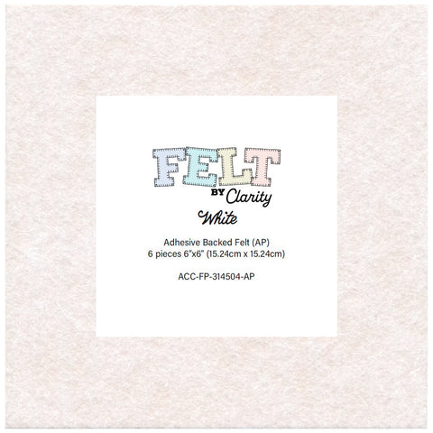 Felt by Clarity - White 6" x 6" Adhesive Backed Felt x6 (WS68)