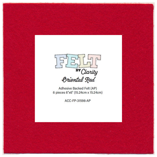 Felt by Clarity - Oriental Red 6" x 6" Adhesive Backed Felt x6 (WR07)
