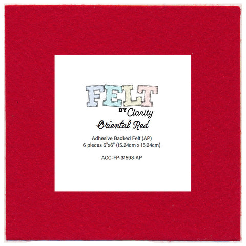 Felt by Clarity - Oriental Red 6" x 6" Adhesive Backed Felt x6 (WR07)