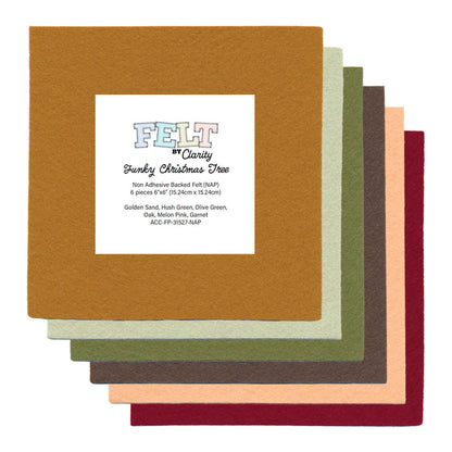 Felt by Clarity - Funky Christmas Tree Mixed Set - 6" x 6" Non-Adhesive Backed Felt x6