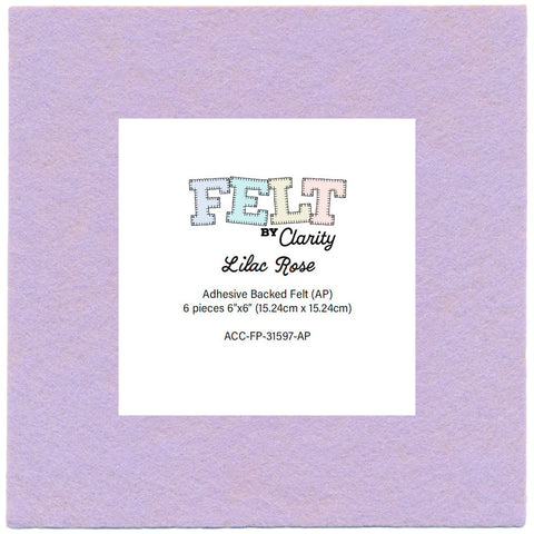 Felt by Clarity - Lilac Rose 6" x 6" Adhesive Backed Felt x6 (WV60)