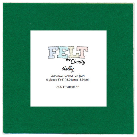 Felt by Clarity - Holly 6" x 6" Adhesive Backed Felt x6 (WG42)