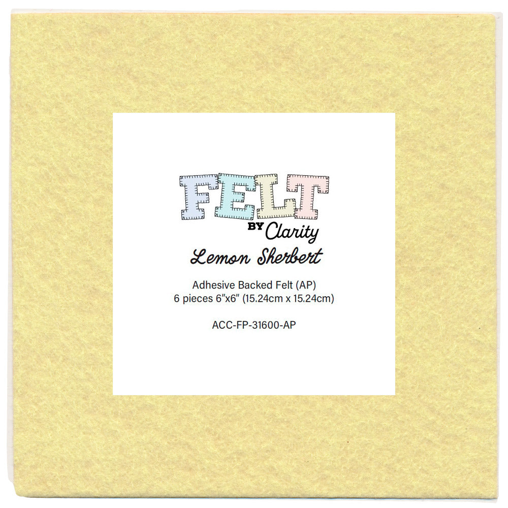 Felt by Clarity - Lemon Sherbert 6" x 6" Adhesive Backed Felt x6 (WY16)