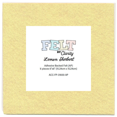 Felt by Clarity - Lemon Sherbert 6" x 6" Adhesive Backed Felt x6 (WY16)