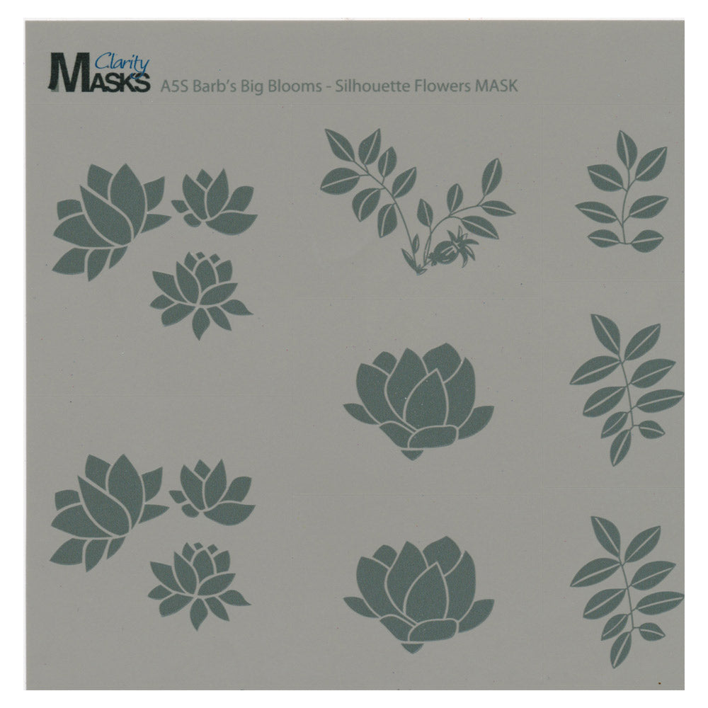 Mask for A5 Square Barbara's Big Blooms - Silhouette Flowers – Clarity ...