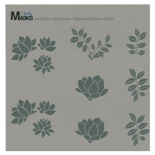 Mask for A5 Square Barbara's Big Blooms - Silhouette Flowers