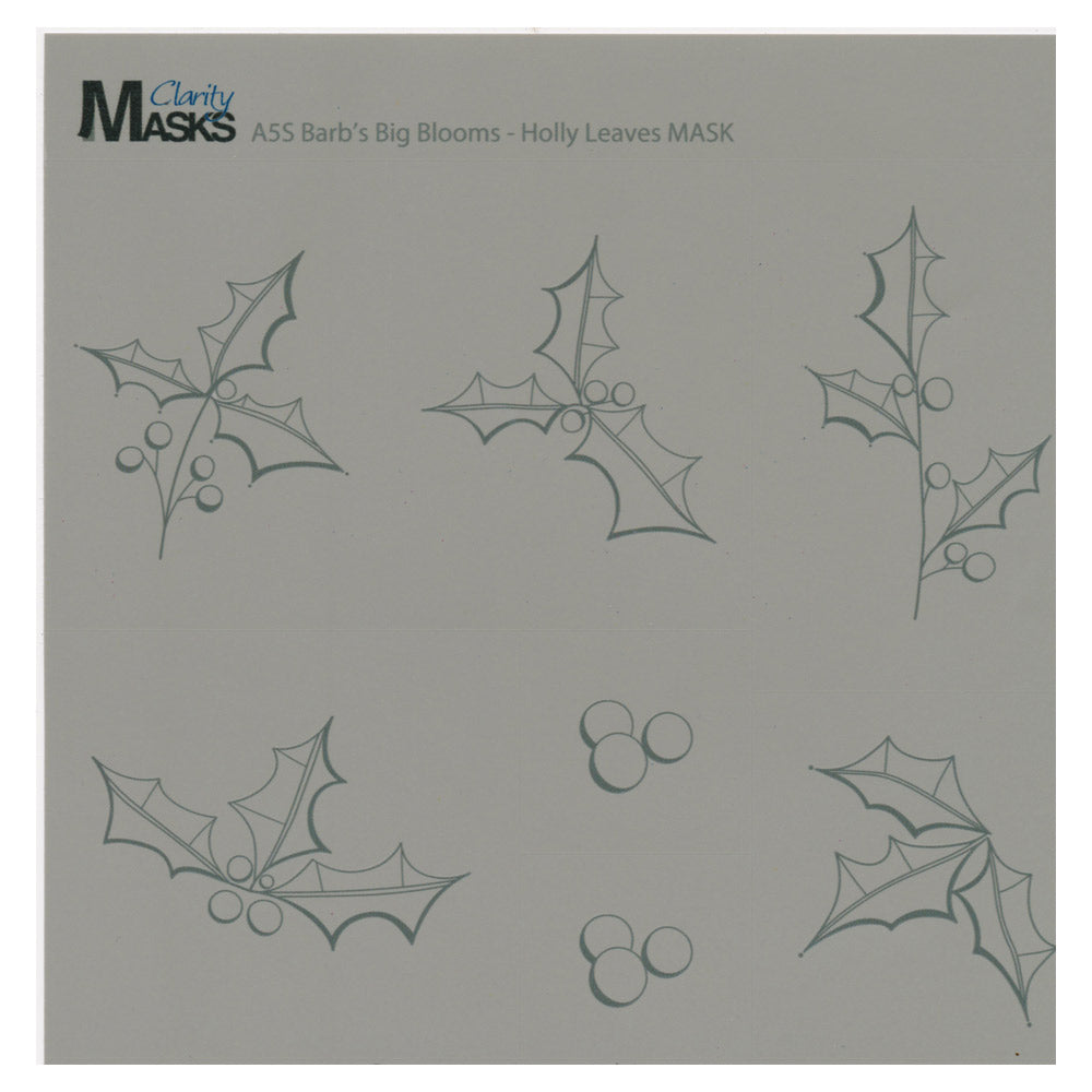 Mask for A5 Square Barbara's Big Blooms - Holly Leaves