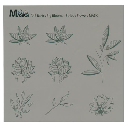 Mask for A4 Square Barbara's Big Blooms - Stripey Flowers