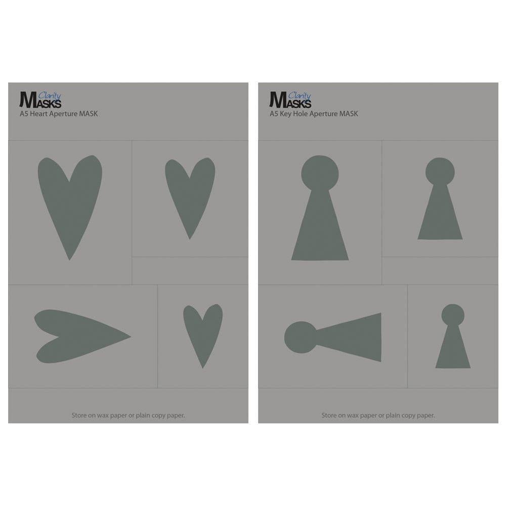 Heart & Keyhole Aperture A5 Mask Duo – Clarity Crafts
