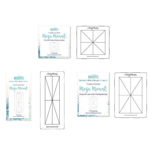 Clarity Mega Mounts Assortment - 6" x 2.5", 4" x 4" & 7" x 5"