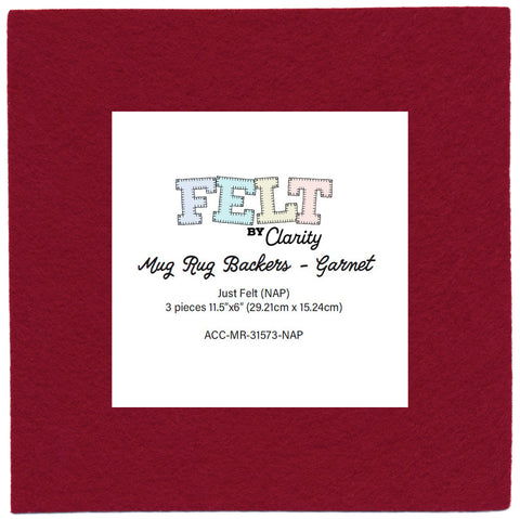 Felt by Clarity - Mug Rug Backers - Garnet 11.5" x 6" Non-Adhesive Backed Felt x3