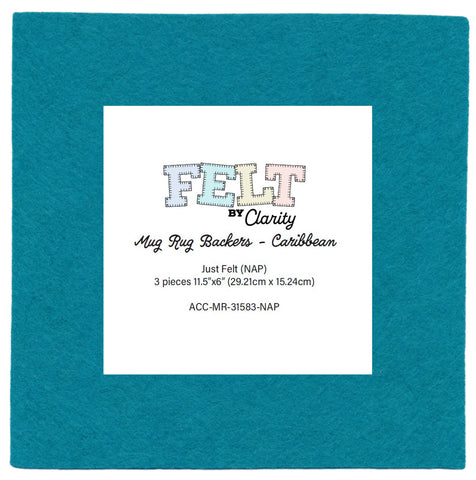 Felt by Clarity - Mug Rug Backers - Caribbean 11.5" x 6" Non-Adhesive Backed Felt x3