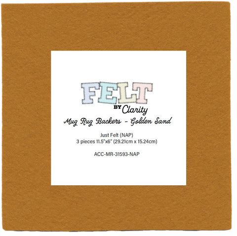 Felt by Clarity - Mug Rug Backers - Golden Sand 11.5" x 6" Non-Adhesive Backed Felt x3