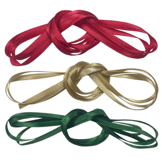 Festive 3mm Double Sided Satin Ribbon - 3 metres