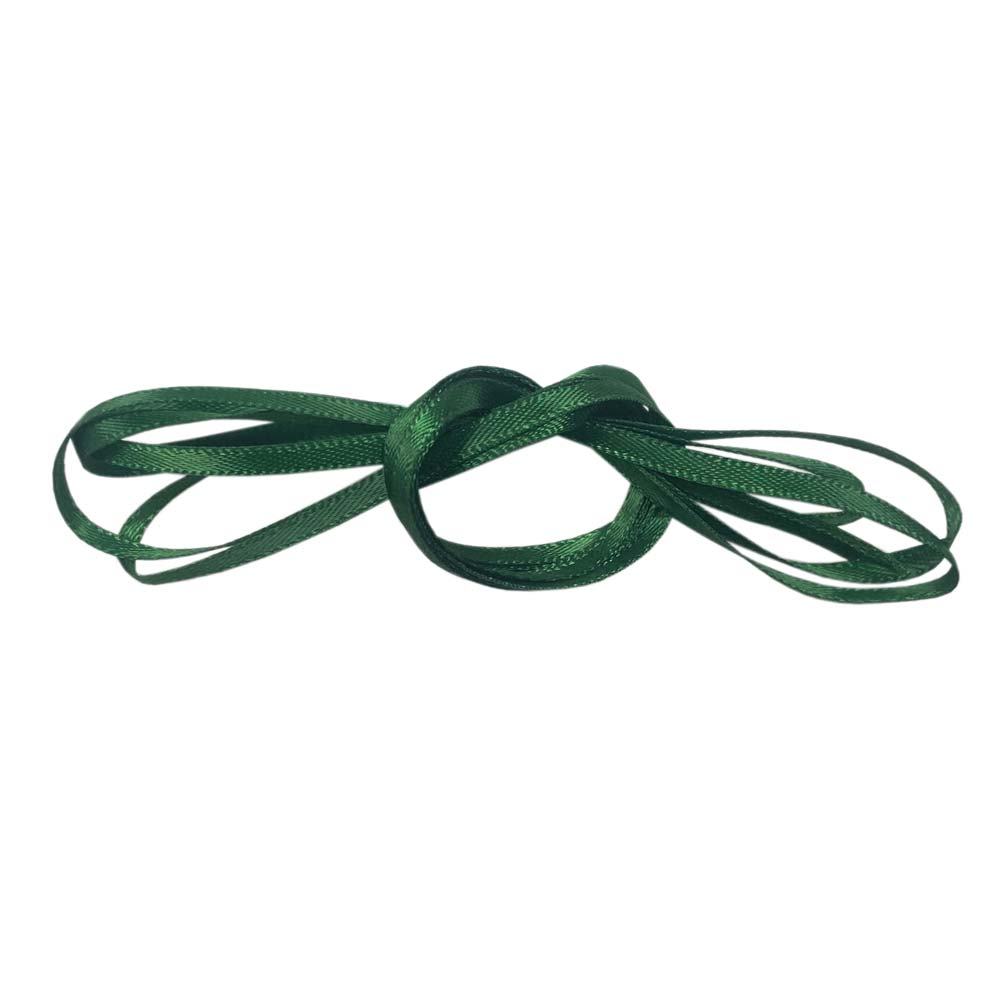 Green 3mm Double Sided Satin Ribbon - 3 Metres