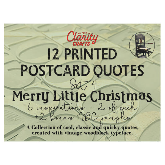 Set 4 - Quotes - Merry Little Christmas - Printed Postcards