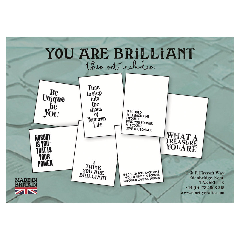 Set 8 - Quotes - You Are Brilliant - Printed Postcards