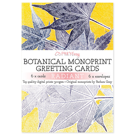 Pinky Gray - Radiant - Botanical Monoprint Greeting Cards & Envelopes