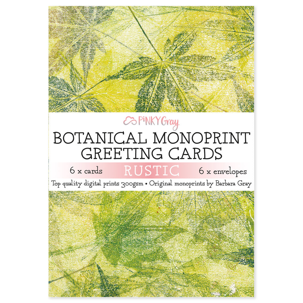 Pinky Gray - Rustic - Botanical Monoprint Greeting Cards & Envelopes