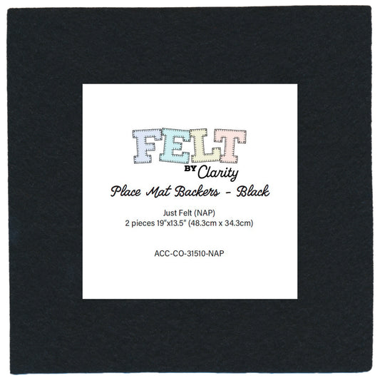 Felt by Clarity - Place Mat Backers - Black 19" x 13.5" Non-Adhesive Backed Felt x2