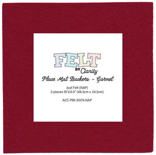 Felt by Clarity - Place Mat Backers - Garnet 19" x 13.5" Non-Adhesive Backed Felt x2