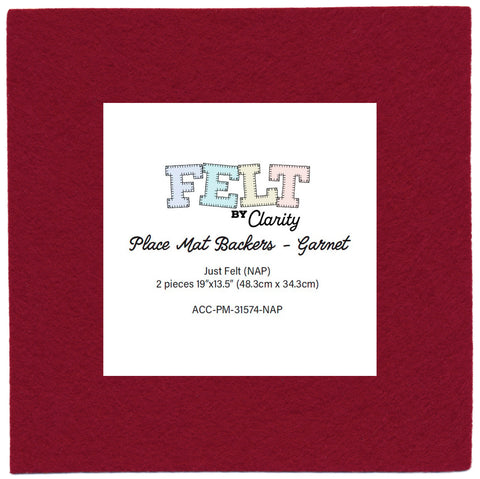 Felt by Clarity - Place Mat Backers - Garnet 19" x 13.5" Non-Adhesive Backed Felt x2