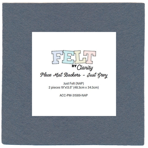 Felt by Clarity - Place Mat Backers - Just Grey 19" x 13.5" Non-Adhesive Backed Felt x2