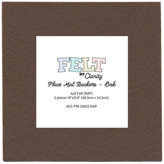 Felt by Clarity - Place Mat Backers - Oak 19" x 13.5" Non-Adhesive Backed Felt x2