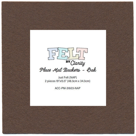 Felt by Clarity - Place Mat Backers - Oak 19" x 13.5" Non-Adhesive Backed Felt x2