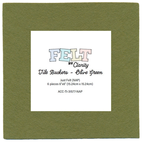 Felt by Clarity - Tile Backers - Olive Green 6" x 6" Non-Adhesive Backed Felt x6