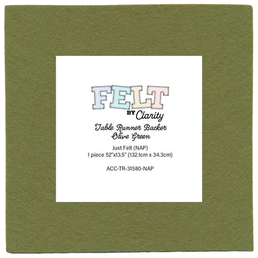 Felt by Clarity - Table Runner Backer - Olive Green 52" x 13.5" Non-Adhesive Backed Felt x1