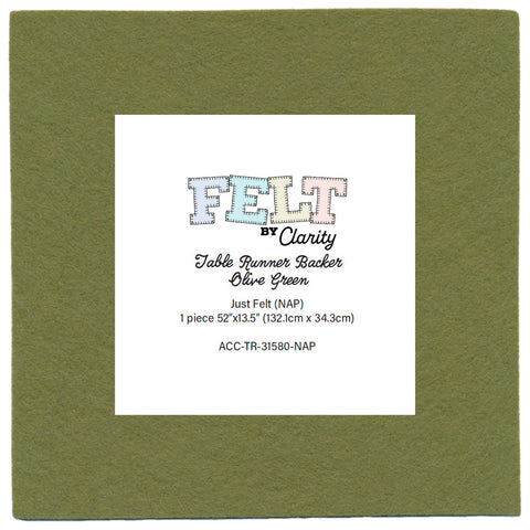 Felt by Clarity - Table Runner Backer - Olive Green 52" x 13.5" Non-Adhesive Backed Felt x1