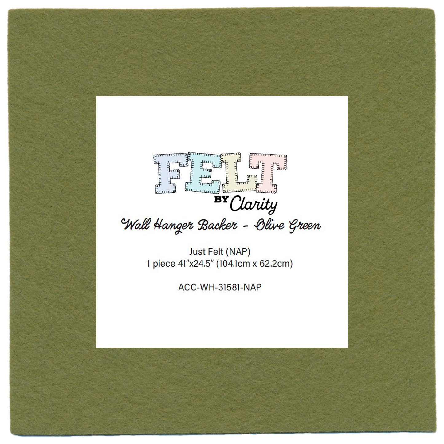 Felt by Clarity - Wall Hanger Backer - Olive Green 41" x 24.5" Non-Adhesive Backed Felt x1