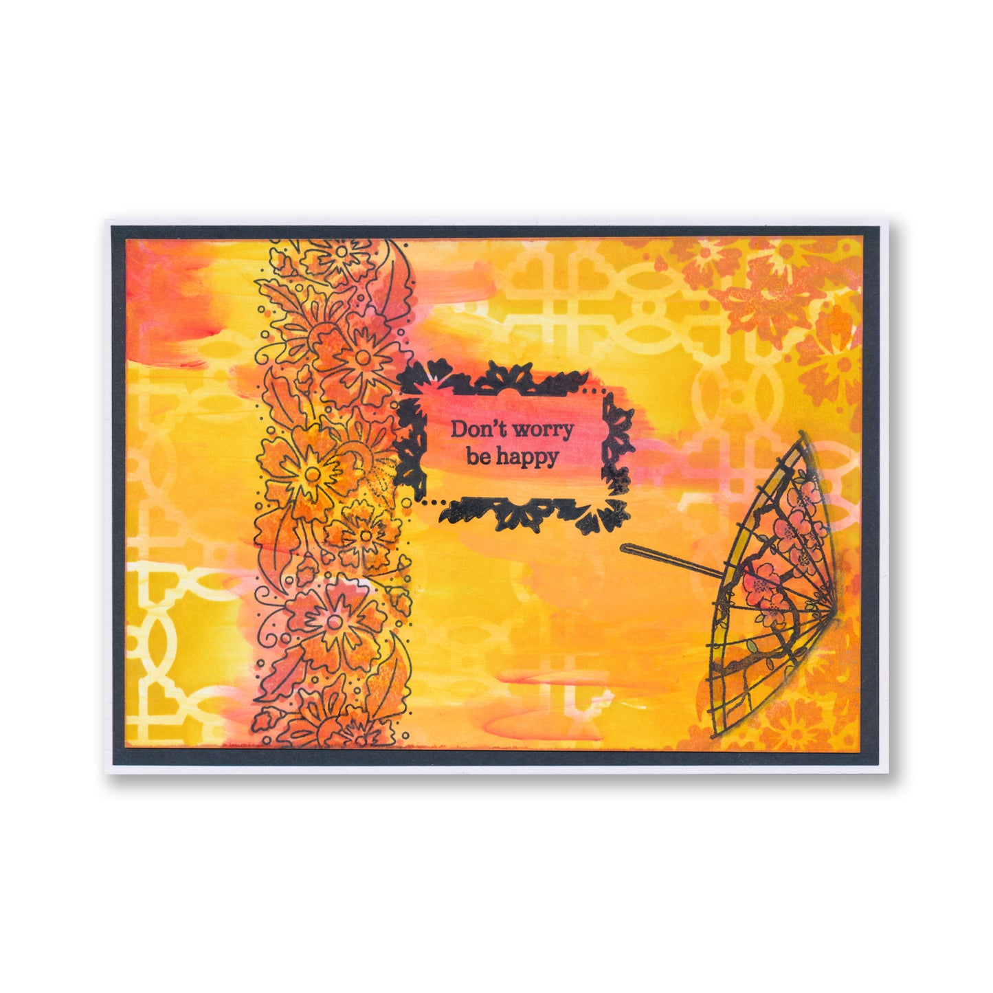 Barbara's Happiness - Floral Panel - Two Way Overlay A5 Square Stamp Set