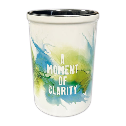 Large Ceramic Brush Pot - A Moment of Clarity - White Writing