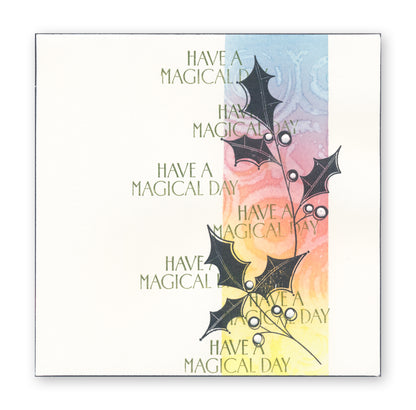 Barbara's Big Blooms - Silhouette Holly Leaves A4 Square Stamp & Mask Set