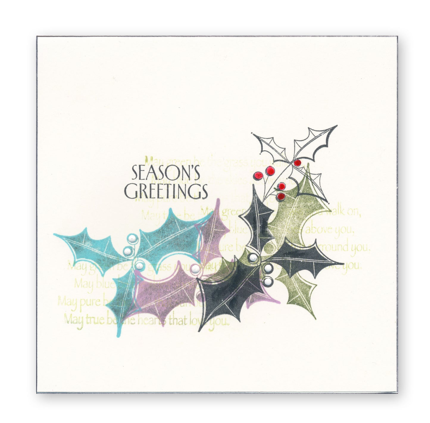 Barbara's Big Blooms - Silhouette Holly Leaves A4 Square Stamp & Mask Set