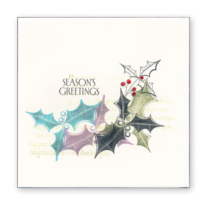 Barbara's Big Blooms - Silhouette Holly Leaves A4 Square Stamp & Mask Set