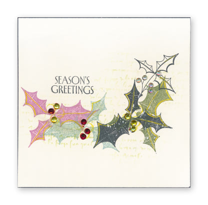 Barbara's Big Blooms - Silhouette Holly Leaves A4 Square Stamp & Mask Set