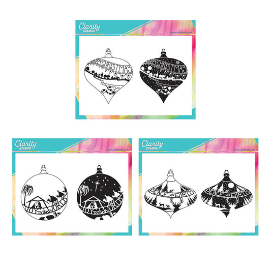 Barbara's Christmas Baubles - Two Way Overlay A5 Stamp & Mask Collection