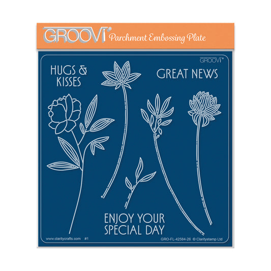 Barbara's Big Blooms - Stripey Flowers Midi Groovi Plate