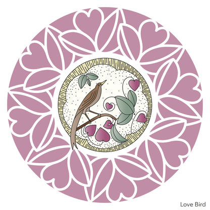 Barbara's Lovebird - Two Way Overlay A5 Square Stamp & Mask Set