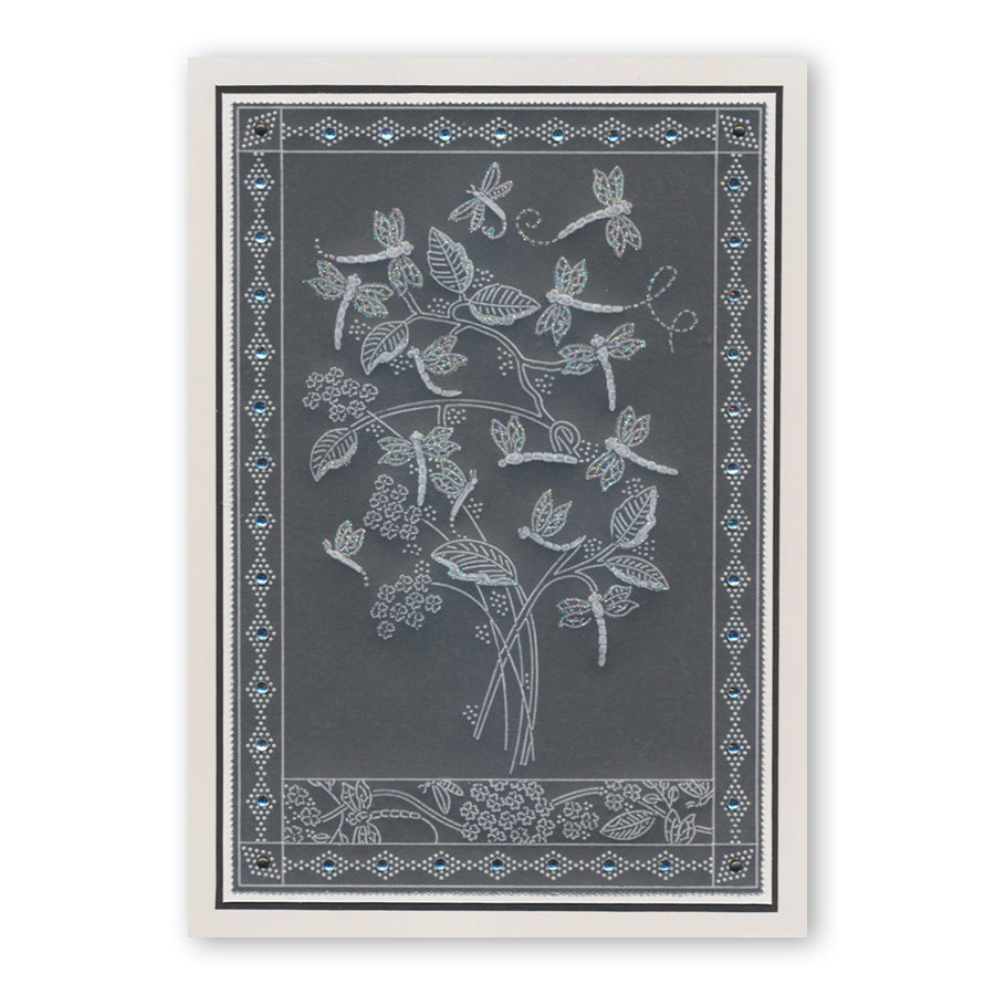 Barbara's Chinese Lantern Spray & Dragonflies A6 & Spacer Groovi Plate Trio