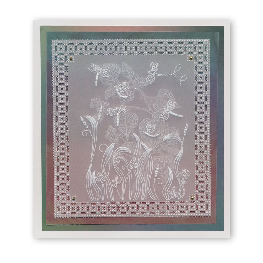 Barbara's Chinese Lantern Spray & Dragonflies A6 & Spacer Groovi Plate Trio