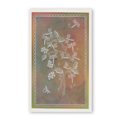 Barbara's Chinese Lantern Spray & Dragonflies A6 & Spacer Groovi Plate Trio