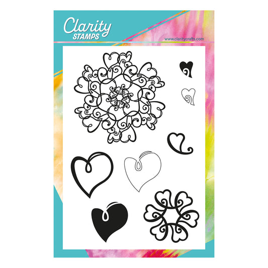 CLEARANCE Barbara's Love Heart Doodle Round A5 Stamp Set