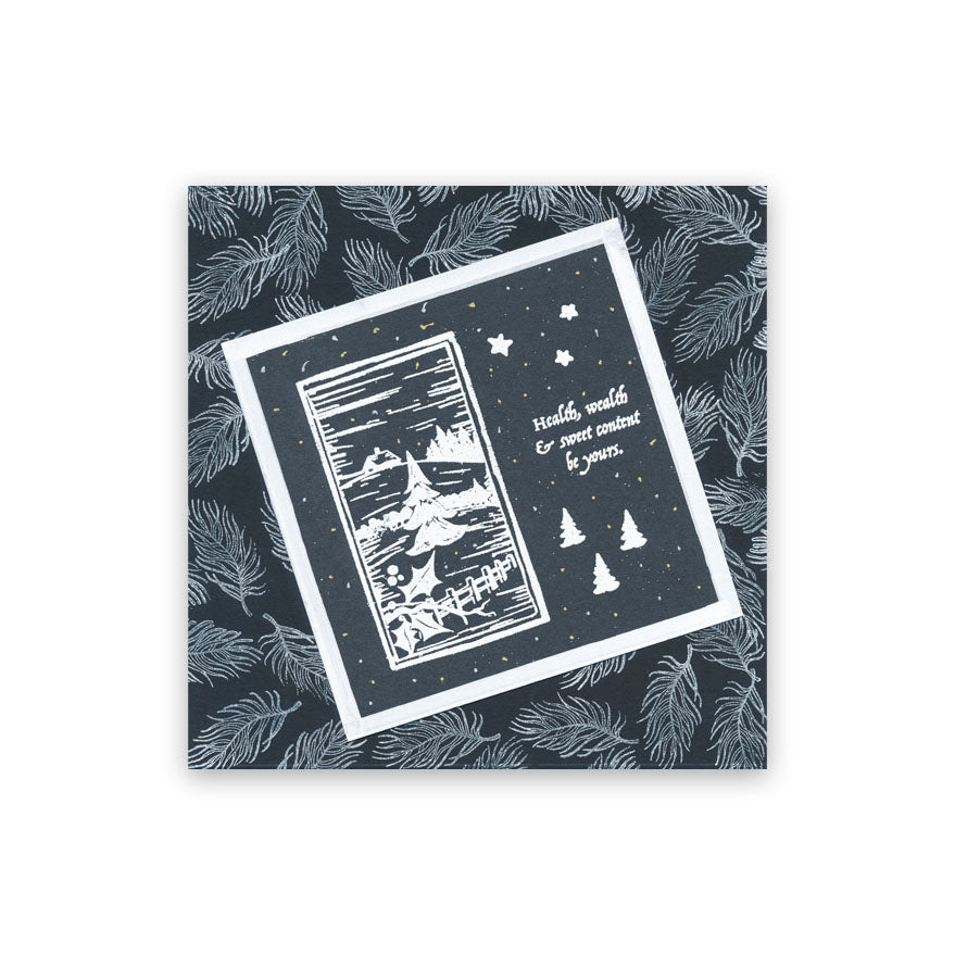 Linocut Winter - Lone Star A5 Square Stamp Set