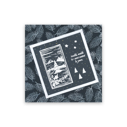 Linocut Winter - Lone Star A5 Square Stamp Set