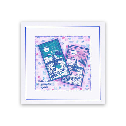 Linocut Winter - Lone Star A5 Square Stamp Set